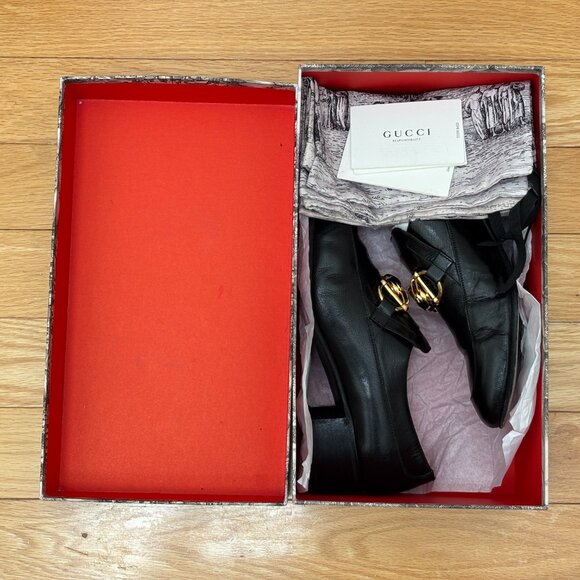 Gucci Black Leather Chain Loafers US9.5 - Picture 6 of 6